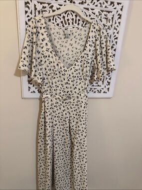 a new day Cream Maxi Dress with Black Floral Motif